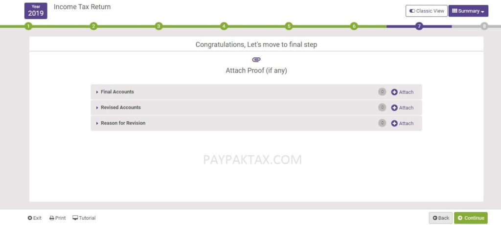 Step 7: How to file income tax return with wizard view